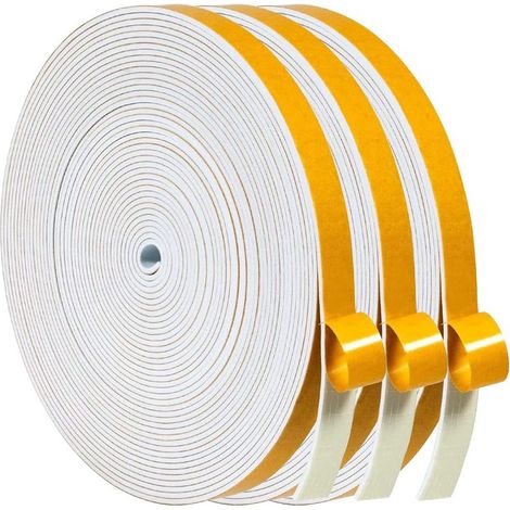 Joint d'étanchéité anti-courant d'air, ruban adhésif en forme de bande, 6 mm (l) x 1,5 mm (ép.), 3 rouleaux, longueur totale 15 m (1/5)