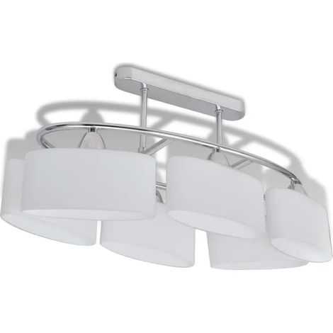 Plafonnier moderne design contemporain 55 x 25 x 27 cm pour 6 ampoules E14 finition chromée (1/4)
