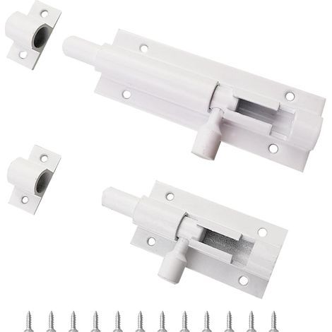 Lot de 2 loquets en aluminium blanc (2" et 3"), loquet en aluminium blanc, loquet en aluminium, portes intérieures et chambres à coucher, loquets et petites loquets (1/5)
