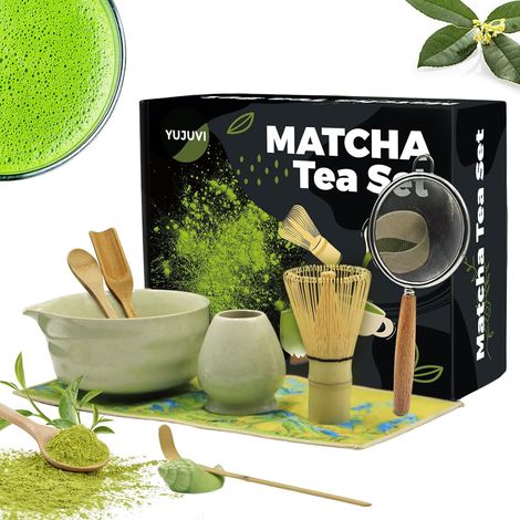 Matcha-Set, Matcha-Besen-Set, Zubehör für die japanische Matcha-Zeremonie, 9-teilig, Matcha-Schale mit Ausguss, Matcha-Besen, Teeschale, Teezubereitungsset (Farbe des Matcha-Sets) (1/5)