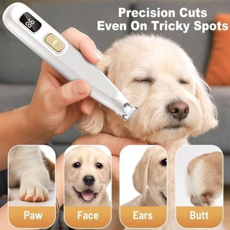 Tondeuse pour Pattes Chien Silencieuse, Tondeuse pour Pattes Chien Chat Professionnelle avec Lumière LED, Toilettage pour Animaux Rechargeable par USB pour Pattes, Yeux, Oreilles, Visage, Corps (1/4)