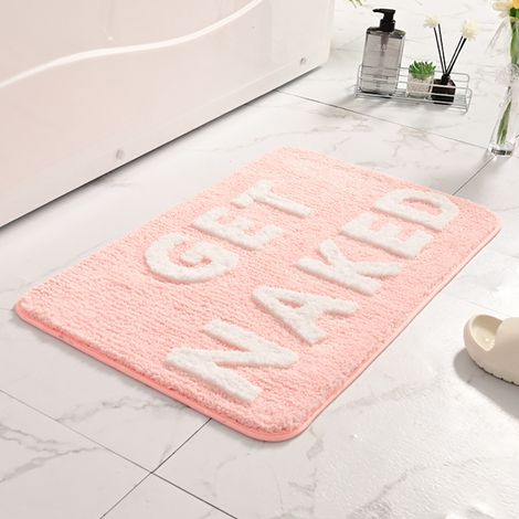 Tapis de bain beige, coloré, antidérapant et lavable, en microfibre douce et absorbante (50 x 80 cm). (1/5)