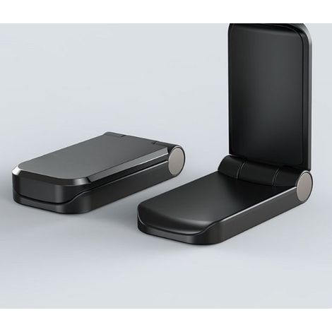Soporte autoadhesivo de 2 piezas para colgar auriculares debajo del escritorio, con clip magnético plegable para auriculares. (1/4)