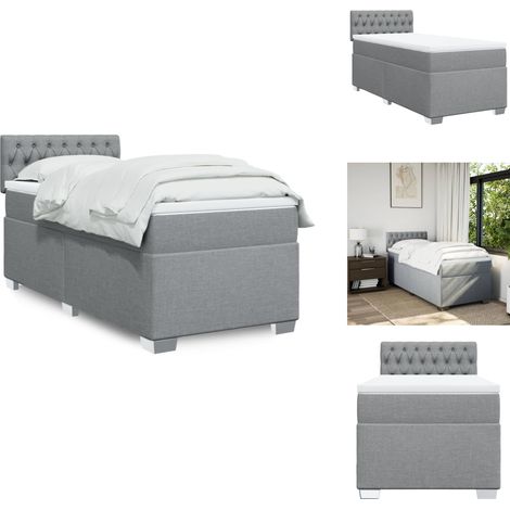 Boxspringbett mit Matratze Hellgrau 80x200 cm Stoff - Boxspringbett - Doppelbett - Bettsystem - Schlafsofa - Lattenrost (1/5)