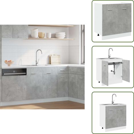 vidaXL Armoire de plancher d'évier gris béton 80x46x81,5 cm (1/5)
