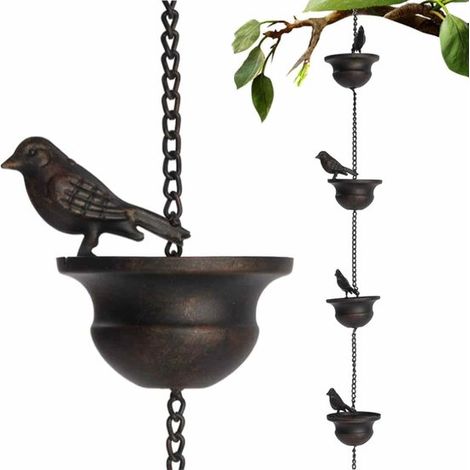 Chaîne de pluie décorative - 240 cm - Bronze - Décoration de jardin - Chaîne d'eau pluviale (1/5)