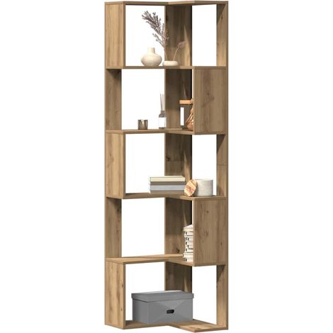 Corner Bookcase 5-Tier Artisian Oak 50x50x179 cm Engineered Wood vidaXL