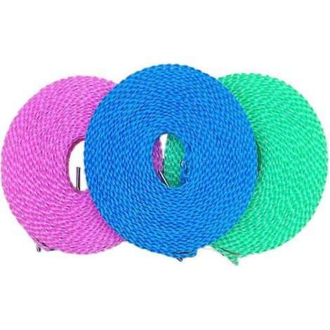 Corde À Linge - Nylon - Coupe-Vent - 5 M - Pour Camping Et Intérieur - 2 Pièces (1/4)