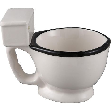 Mug de toilette en céramique original avec anse, 300 ml, pour café, thé, lait ou glace. Idée cadeau amusante.
