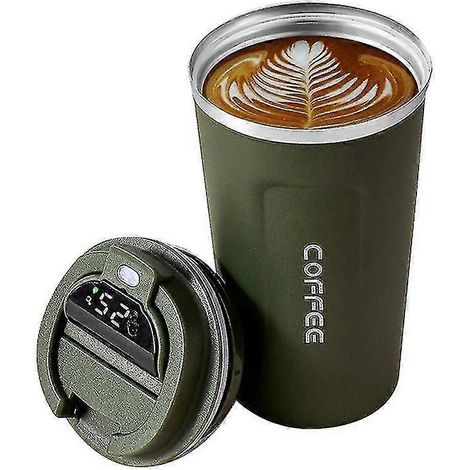 510 ml Smart-Thermoflasche für Kaffee mit LED-Temperaturanzeige, grün (1/5)