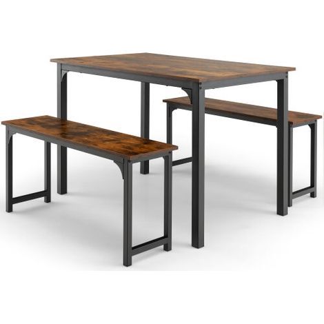 3-Piece Dining Table Set with 2 Benches Space-Saving for 2-4 People (1/2)