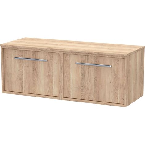 Sturbridge Contemporary 2 Drawer Wall Hung Vanity Unit with Laminate Worktop , 1200mm, Bleached Oak