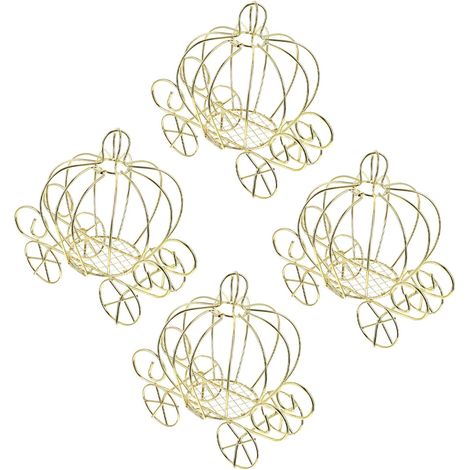 Boîte à Bonbons en Métal Or de Chariot Citrouille 4pcs pour Mariage et Occasions Festives Décoration Créative et Élégante (1/5)