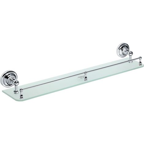 Tablette pour salle de bain murale en verre trempé et aluminium largeur 50 cm matériel de montage inclus argenté étagère pour salle de bain (1/5)