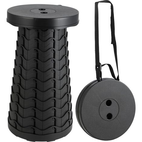 Sgabello telescopico portatile - Sgabello pieghevole e retrattile 25 x 25 x 645 cm - Materiale plastico PP - Versione migliorata, capacità massima 250 kg - per campeggio, giardino, pesca, barbecue (ne