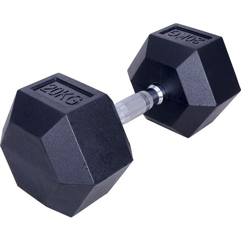 Mancuerna 20 kg - Hexágono - Negra - Goma