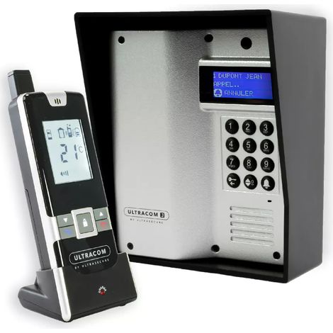 Interphone Drive - autonome 100% sans-fil longue portée (600m) digicode écran LCD - UltraCOM3 ARGENTÉ + combiné mobile (1/5)