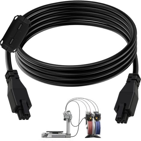 Câble d'extension 6 broches 1,5 m compatible avec Bambu Lab X1/P1 Series, noyau en cuivre 22 AWG avec anneau magnétique AMS pour imprimante 3D P1P/P1S/X1C/X1/X1E (pas pour série A1) (1/5)