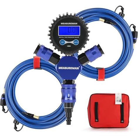 Tyre Inflator 4 Way Tyre Inflator with Pressure Gauge Quick Inflator for ATV Truck and Car Tyres Blue (1/5)