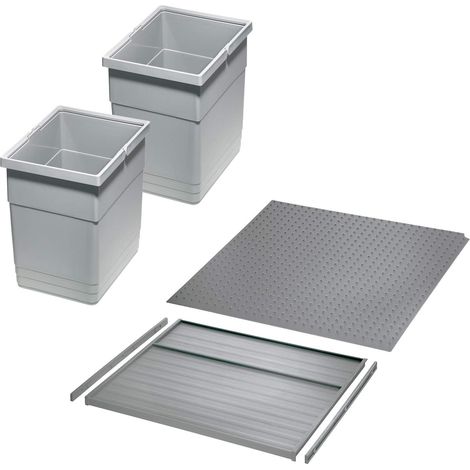 Ninka Abfalltrennsystem eins2vier KB 450 mm (2 x 13,5L) alugrau für Seitenstärke 16 mm (1/5)