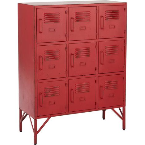Commode 9 Portes en Métal "Pulgar" 113cm Rouge (1/5)