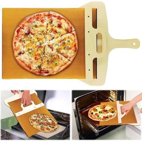 Pala per pizza scorrevole, 55 x 35 cm, pala per pizza in legno con manico, trasferisce perfettamente, la pala per pizza, per pizze fatte in casa, cottura, pane, accessori per pizza (1/5)