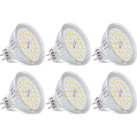 Lot de 6 Ampoules LED MR16 GU5.3 12V 3,8W (Équiv. 40W Halogène) - Lumière Blanche Froide 6000K, 430lm, Non Dimmable - Spot Encastrable pour Cuisine, Salon et Éclairage Intérieur [Classe Énergétique E] (1/5)