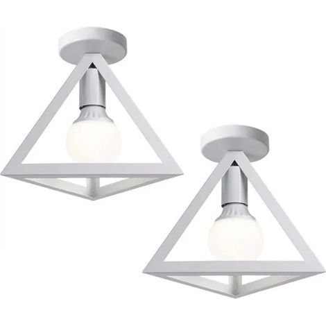 U-Do 2Pcs Plafonnier Industriel forme Triangle Blanc Lampe en Fer design Vintage Plafonde Luminaire décoration Cuisine Salon (1/4)