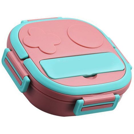 Boîte repas 2 compartiments en acier inoxydable, grande capacité, rose, pour maison et extérieur (1/5)