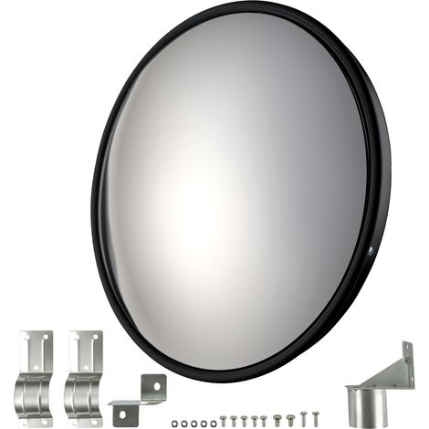 Wiltec miroir de sécurité convexe noir 80 cm, modèle de surveillance rond avec champ de vision de 160°, pour espaces intérieurs (1/5)