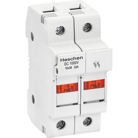 fusible solaire/photovoltaïque, PV RT18-32(X), DC1000V 32A, 2 pôles, indicateur soufflé, montage DIN 35 mm, pour ST-10PV 10 x 38 mm