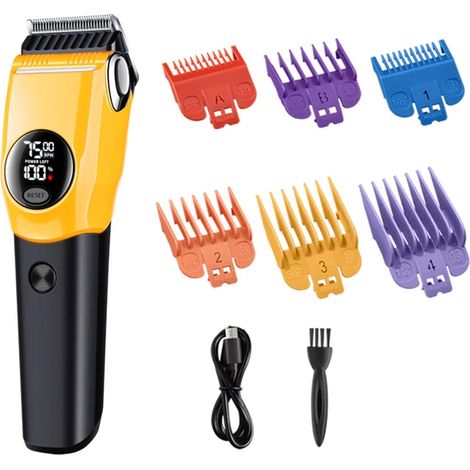 Tondeuse électrique pour poils d'animaux, sans fil, silencieuse, de couleur jaune, pour une utilisation à domicile.-AquaForge (1/4)