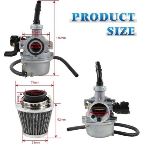 NALOOKAMIC Carburateur PZ19 35mm Filtre à Air pour 50cc 70cc 90cc 110cc 125cc ATV Dirt Pit Bike (1/4)