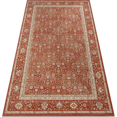 Alfombra de lana SOHO 477.27.LA300 OSTA - Rombo, marco geométrico natural terracota / beige orange 200x300 cm
