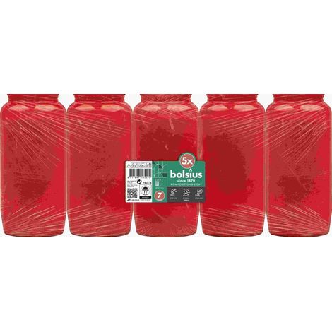 BOLSIUS Kompositionslicht rot 5er Pack 14 cm Grabkerze