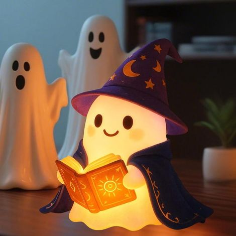 Lampada da lettura fantasma carina, lampada da lettura fantasma da 15 cm, lampada fantasma, luce notturna fantasma a LED 3D, lampada fantasma di Halloween, per carnevale, Mardi Gras, festa a tema, Hal (1/5)