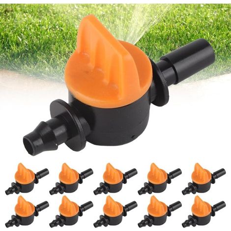 50 válvulas de riego 4/7 para mangueras de jardín de 4/7 mm, válvula de tubería de riego con doble conector, diámetro exterior de 6 mm, para riego de césped y jardín.