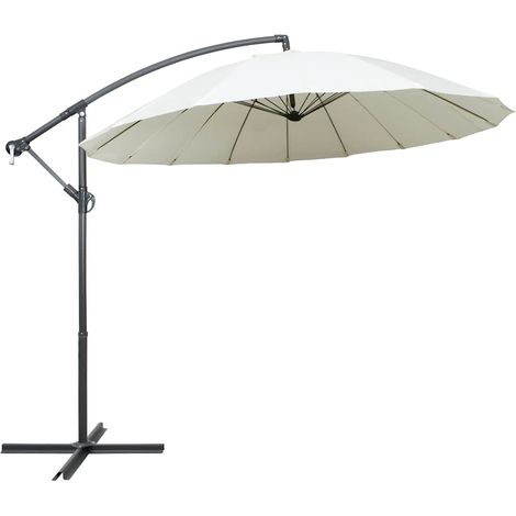Parasol suspendu avec poteau en aluminium Blanc 3 m (1/5)