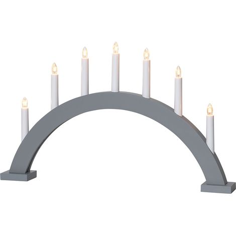 Arche à bougies Star Trading « Trapp », 7 flammes, bougies E10, fonctionnement sur secteur, gris, L 57 cm