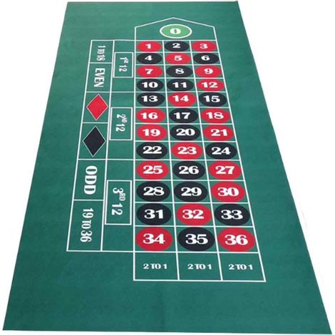 Tapis De Jeu Roulette - 180 x 90 cm - Pour Roulette Et Craps - Portable Pliable - Surface Lisse - En Tissu Renforcé - 1 Pièce