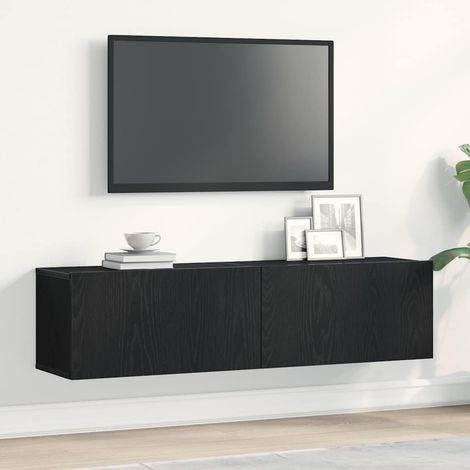 TV-Schrank Schwarz Eichen-Optik 120x30x30,5 cm Holzwerkstoff