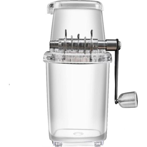 Broyeur à Glace à Manivelle, Broyeur à Glace Manuel Multifonctionnel Antirouille Transparent Mini Machine à Glaçons Portable avec Lames en Acier Inoxydable pour la Cuisine à(Transparent) (1/4)