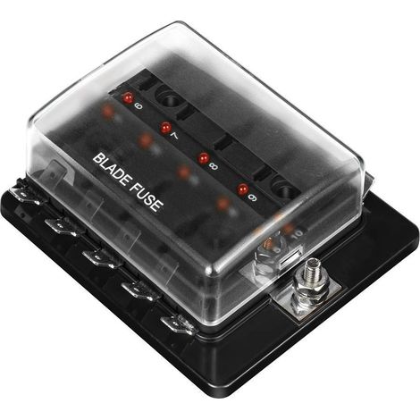 Lntyq 10 Wege DC1232V Flachsicherungskasten mit Warnlicht-Set für Auto, Auto, Boot, Marine, Trike (1/5)