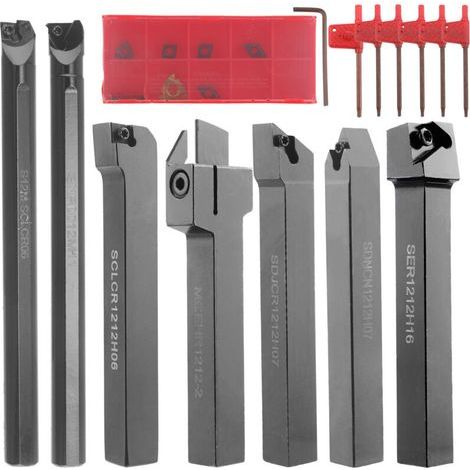7-pack 12MM outil tige diamètre tour outil de tournage dureté métal fraise lame tour CNC usinage pièces en acier ensemble (1/4)