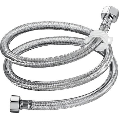 1 Pièces Tuyau Tressé en Acier Inoxydable 304 150cm Tuyau Flexible avec Tressage en Acier Inoxydable, G 1/2" Tuyau Flexible Raccordement Chasse d'eau, pour Salle de Bains (1/5)