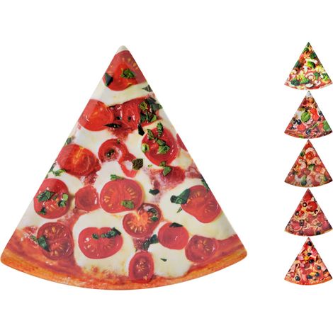 Assiette Triangulaire Pizza, Mélamine, Multicolore, 22 x 22 cm (1/5)