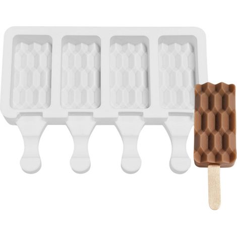 Moule à Glace Silicone, 4 Emplacements pour Popsicle Maison, Créateur de Desserts Glacés DIY (1/5)