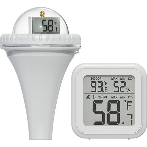 Pool Thermometer Floating Easy Read Digital Pool Temperature Thermometers Wireless 12H/24 Mode Floating Thermometer for Ice Bath/Hot Tub/Fish Tank - 197ft
