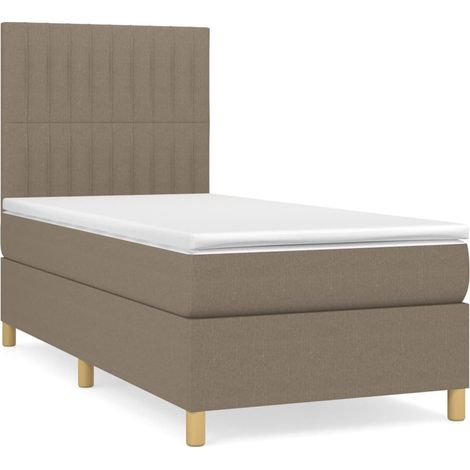 Maison Exclusive - Cama box spring con colchón tela gris taupe 10