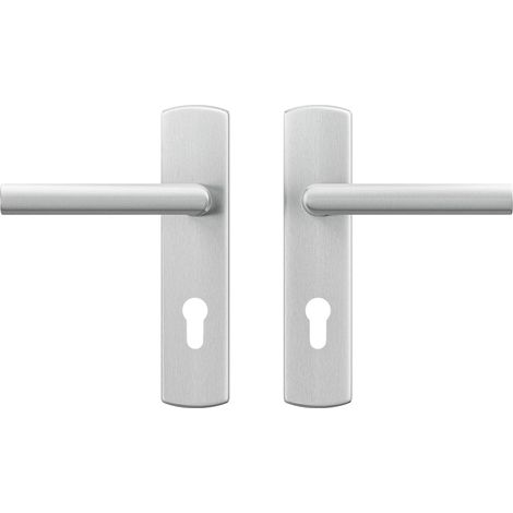 Kit de ferrures de porte pour porte intérieure - Poignée de porte avec bouclier - Avec trou de cylindre - Aluminium - PC72 (1/5)
